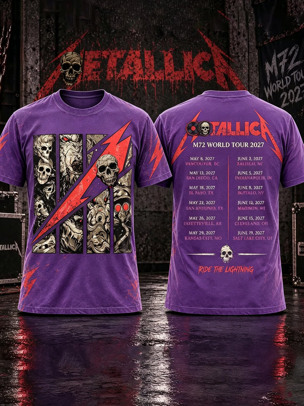 Men's Short-Sleeve T-Shirt with Music Tour Print