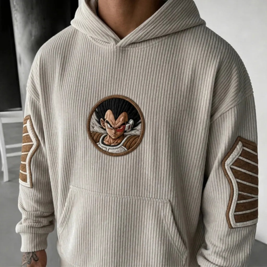 Unisex Oversized Casual Anime-print Corduroy Hoodie