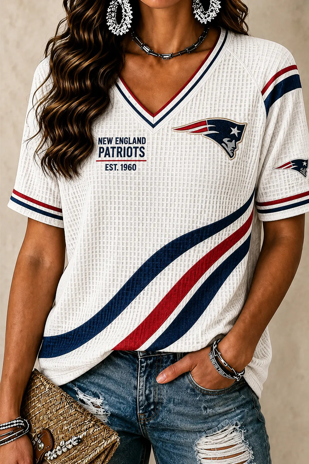 Women's Casual V-Neck Textured Sports Top