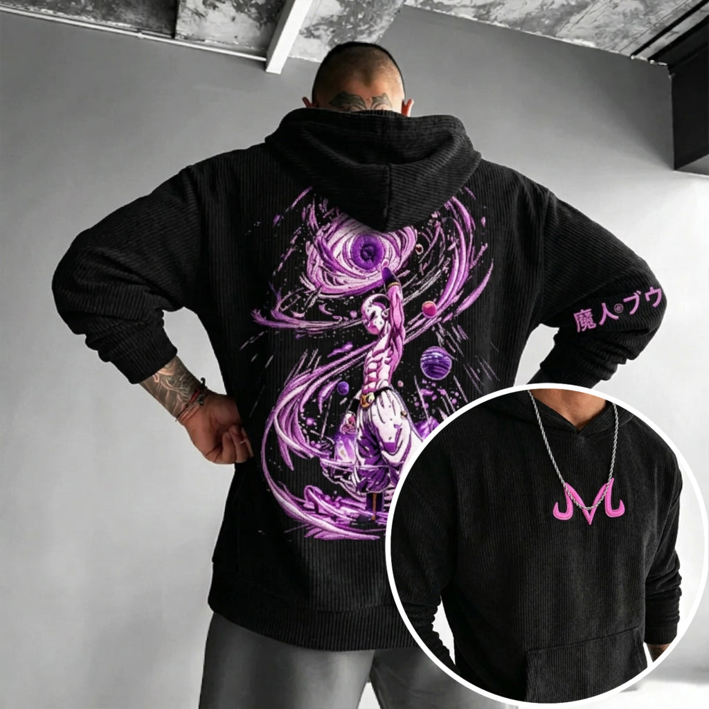 Unisex Oversized Casual Anime-print Corduroy Hoodie
