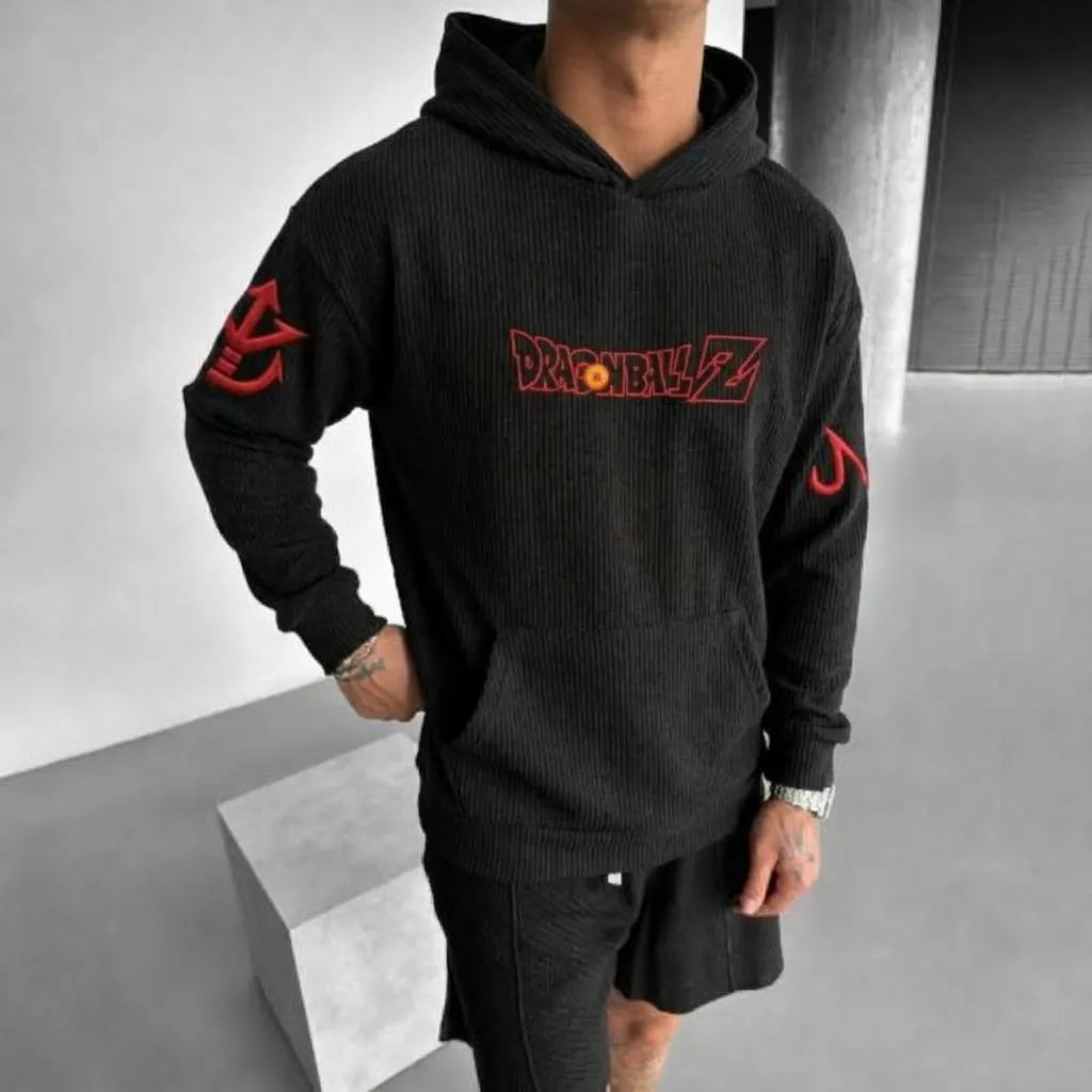 Unisex Oversized Casual Anime-print Corduroy Hoodie