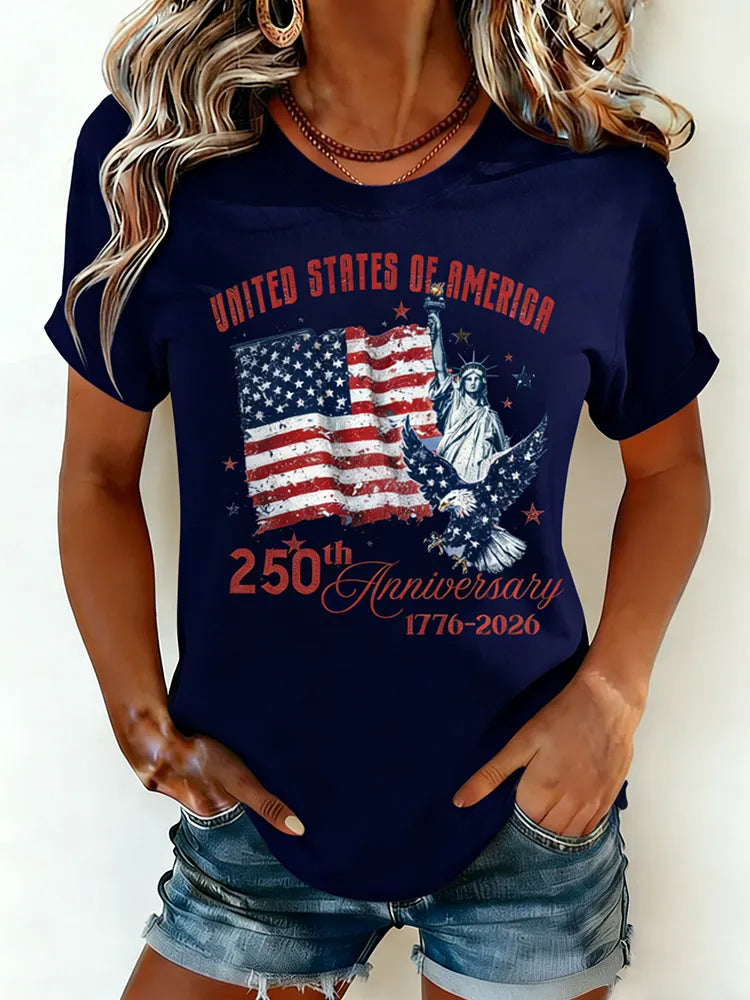 USA 250th Anniversary Statue Of Liberty Eagle Vintage Patriotic Tee