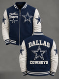 Football‐Inspired Graphic Zip‐Up Varsity Jacket