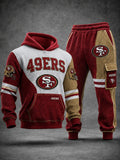 Premium Cotton-Blend Waffle Knit Hoodie And Jogger Set With Football Fans
