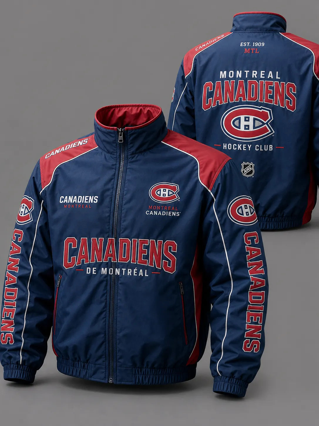 Premium Cotton-Blend Windbreaker With Full Zip, High Collar Embroidery For Casual Wear