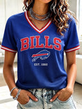 Women's Football Fan V-Neck Short Sleeve T-Shirt