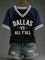 Women's Casual Football Print T-Shirt