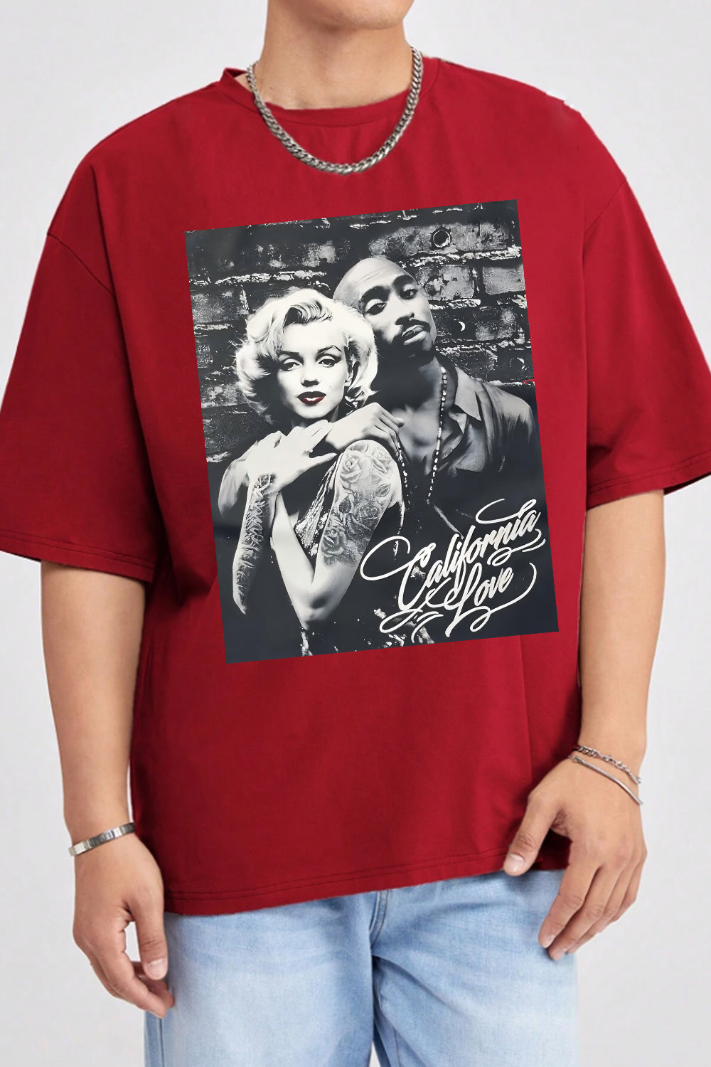 Marilyn Monroe and Tupac Shakur Graphic Tee For Men