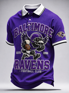 Men's Casual Classic Football Club Graphic Polo Top
