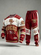 Unisex Casual Football Print Sweatershirt Set