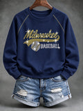 Women's Baseball Print Sweatshirt