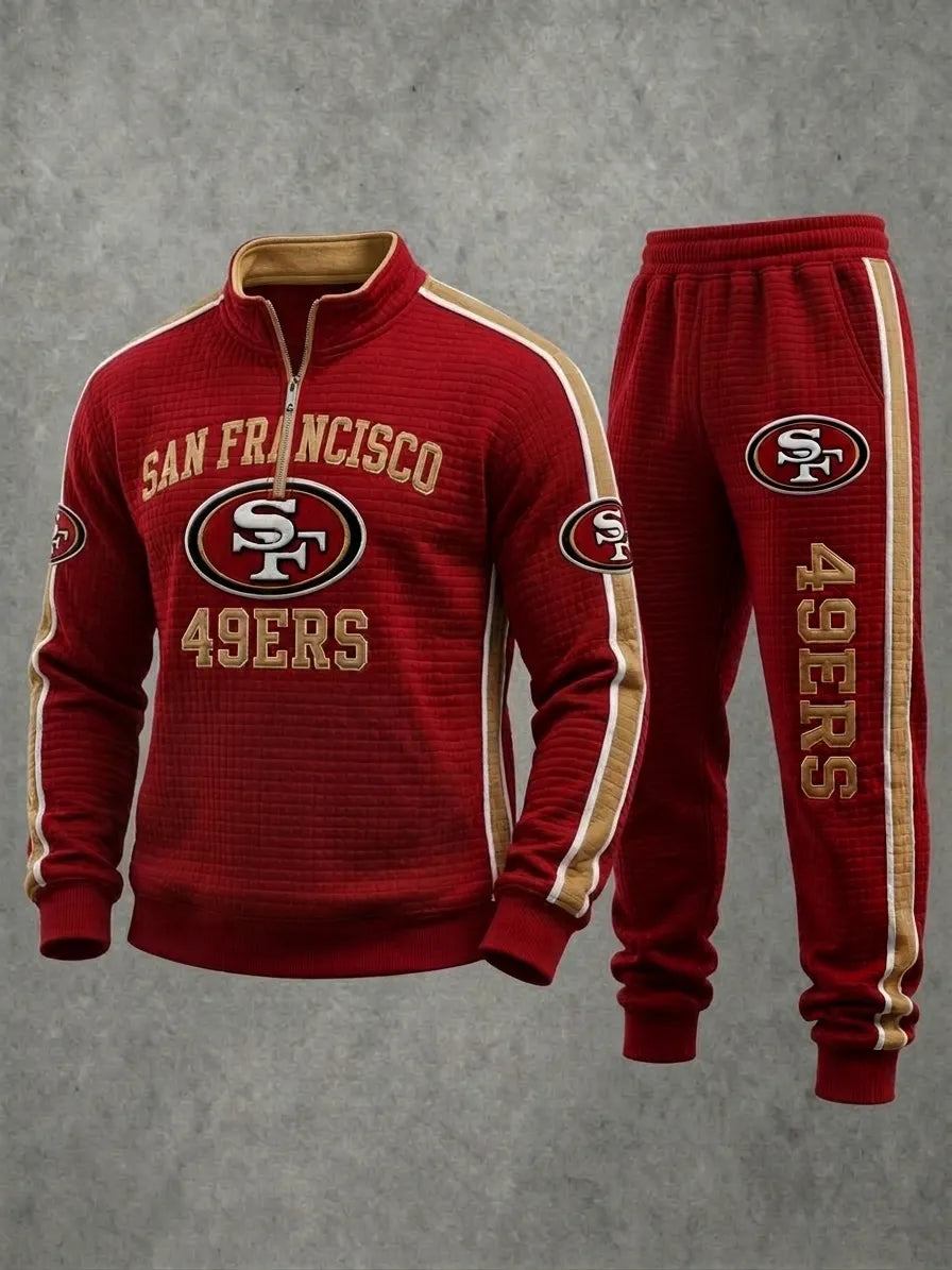 Unisex Casual Football Print Sweatershirt Set
