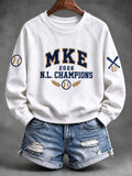 Women's Baseball Print Sweatshirt