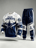 Unisex Casual Football Print Sweatershirt Set