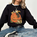 Vintage 90s Halloween Cat Crewneck Sweatshirt