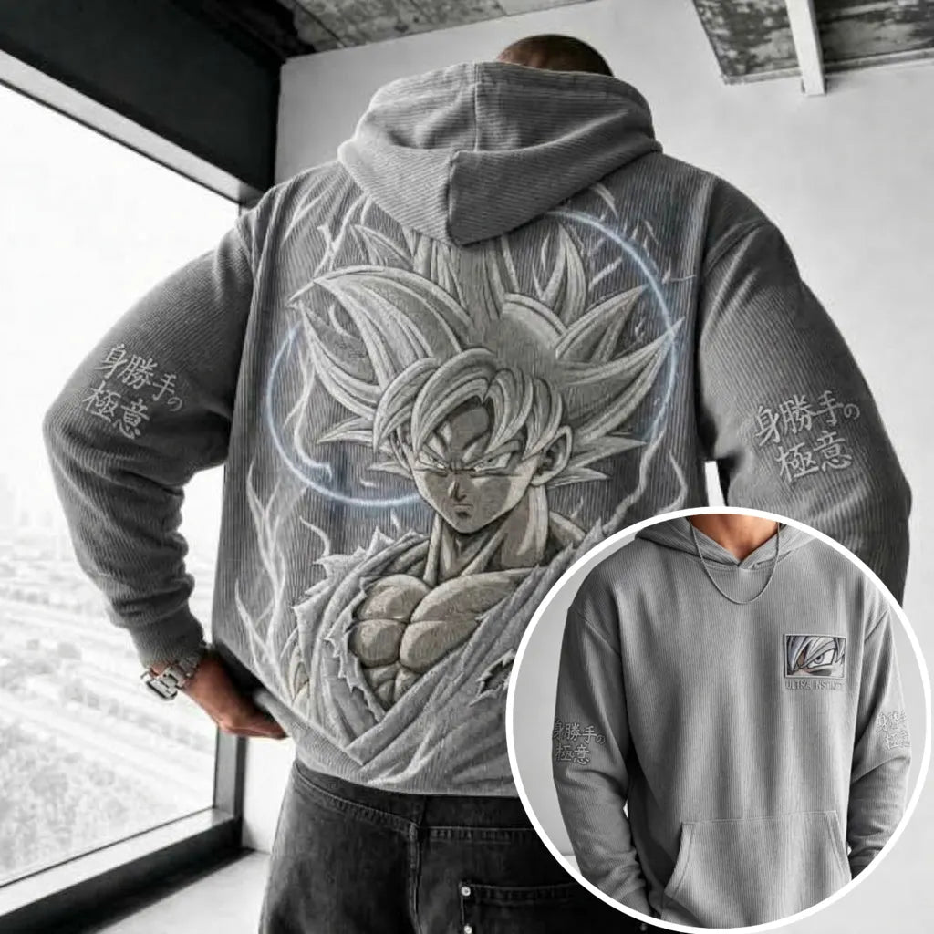 Unisex Oversized Casual Anime-print Corduroy Hoodie