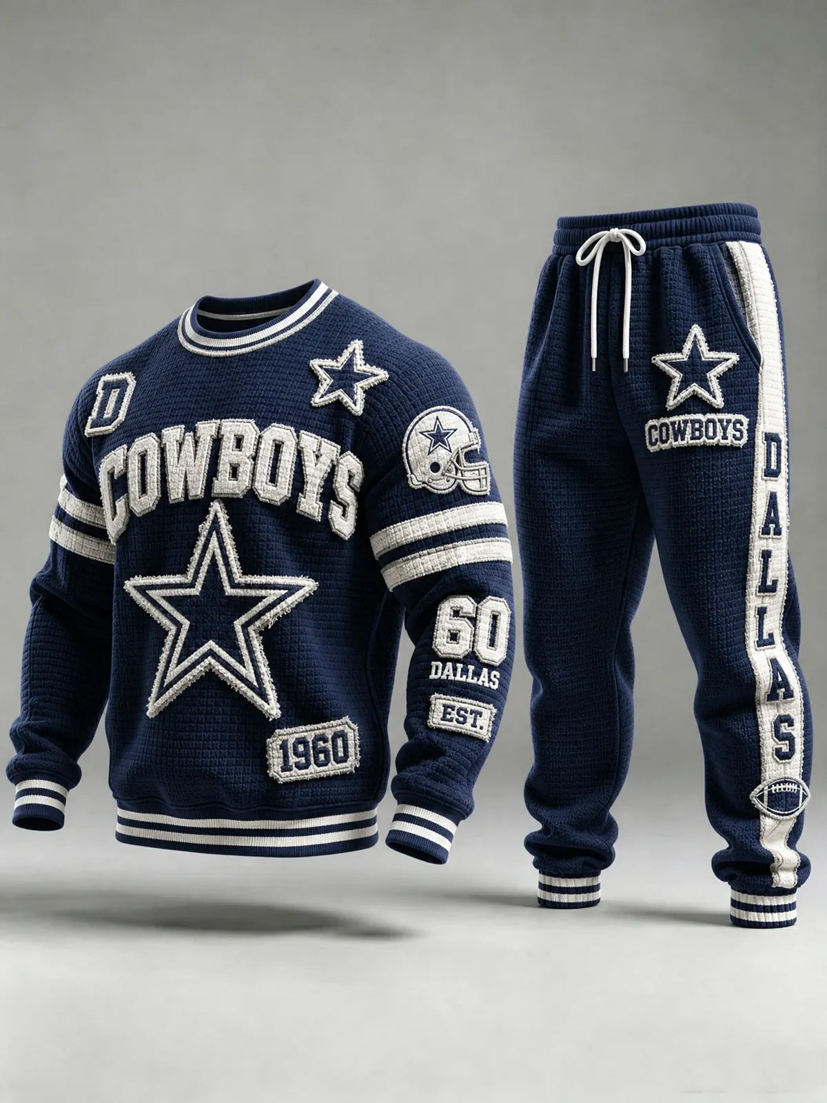 Unisex Vintage Football‐Inspired Print Sweatershirt Set