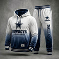 Unisex Casual Football Velvet Fabric Print Hoodies Set