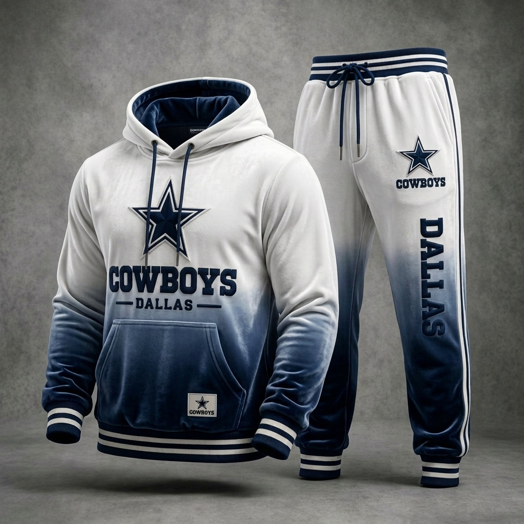 Unisex Casual Football Velvet Fabric Print Hoodies Set