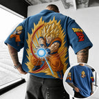 Unisex Anime-Style Retro Corduroy Oversized T-Shirt