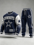 Unisex Vintage Football‐Inspired Print Sweatershirt Set