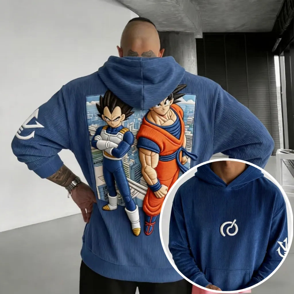 Unisex Oversized Casual Anime-print Corduroy Hoodie