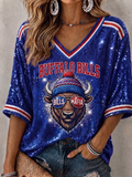 Women's Casual Football Print T-Shirt