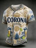 Men's Beer Print Short-Sleeve Shirt