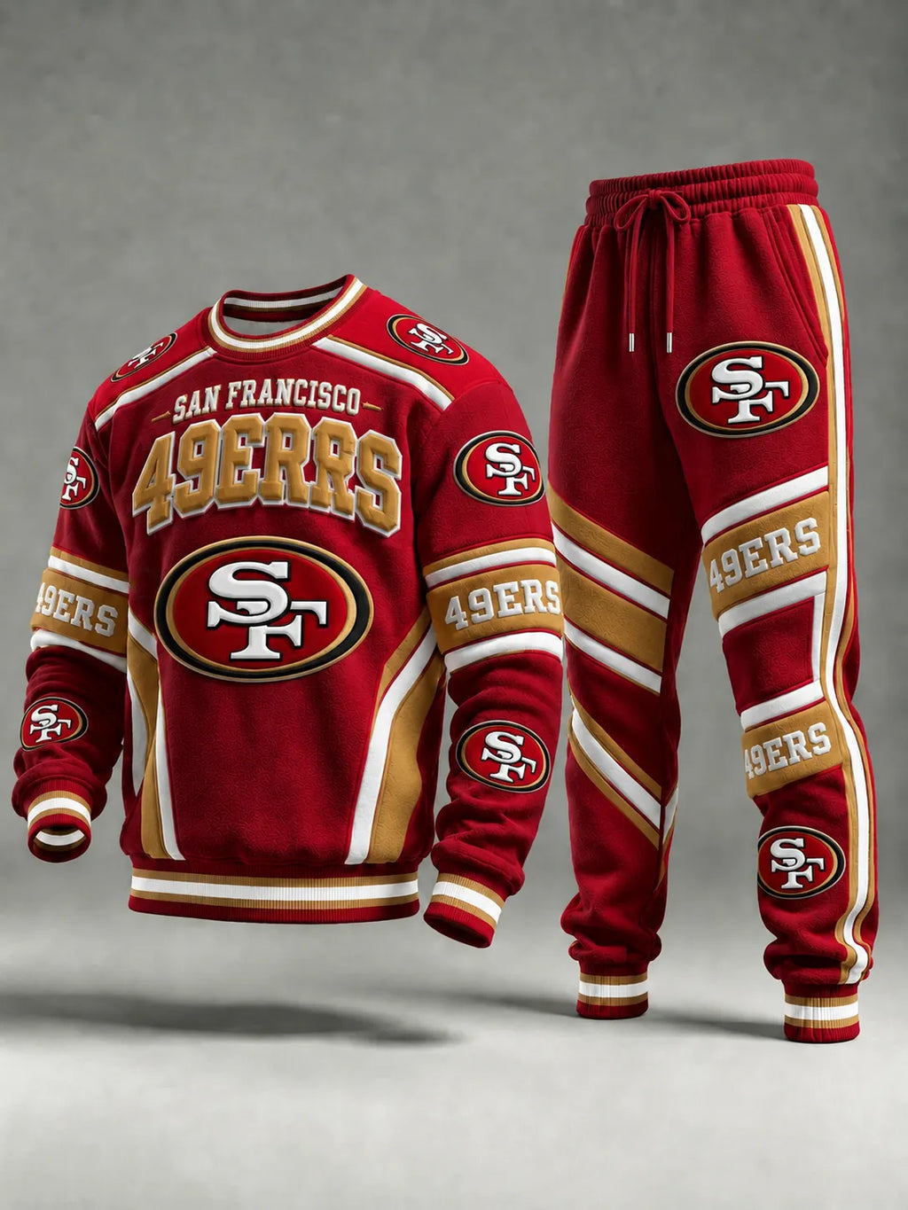 Unisex Casual Football Print Sweatershirt Set