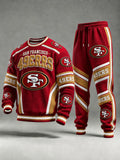 Unisex Casual Football Print Sweatershirt Set