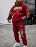 Premium Cotton-Blend Waffle Knit Hoodie And Jogger Set With Football Fans