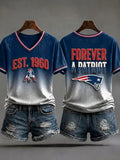 Women's Casual Football Print T-Shirt