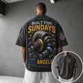 Unisex Rugby Print Loose-Fit Vertical-Stripe Short-Sleeve T-Shirt