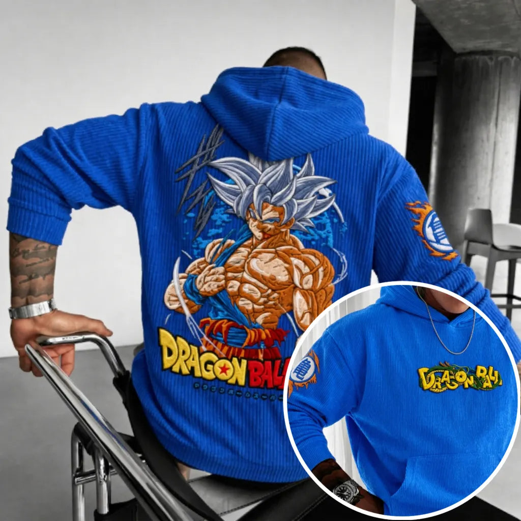 Unisex Oversized Casual Anime-print Corduroy Hoodie