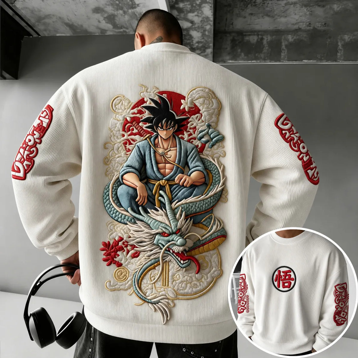 Unisex Retro Corduroy Sweatshirt In Anime Style