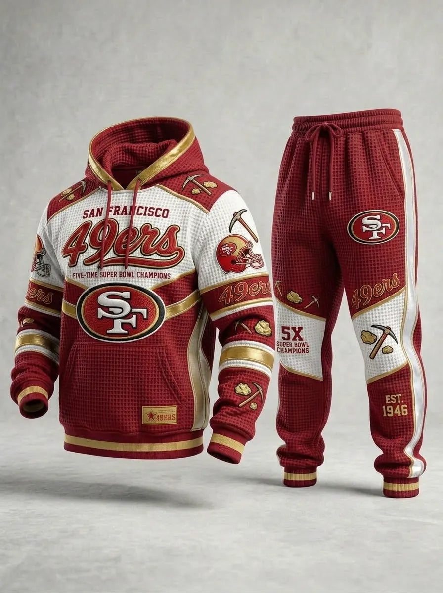 Unisex Casual Football Print Hoodies Set