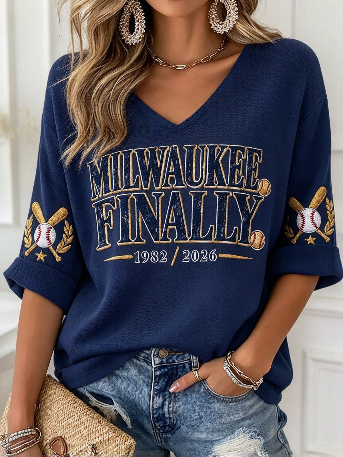 Women's Baseball Print T-Shirt