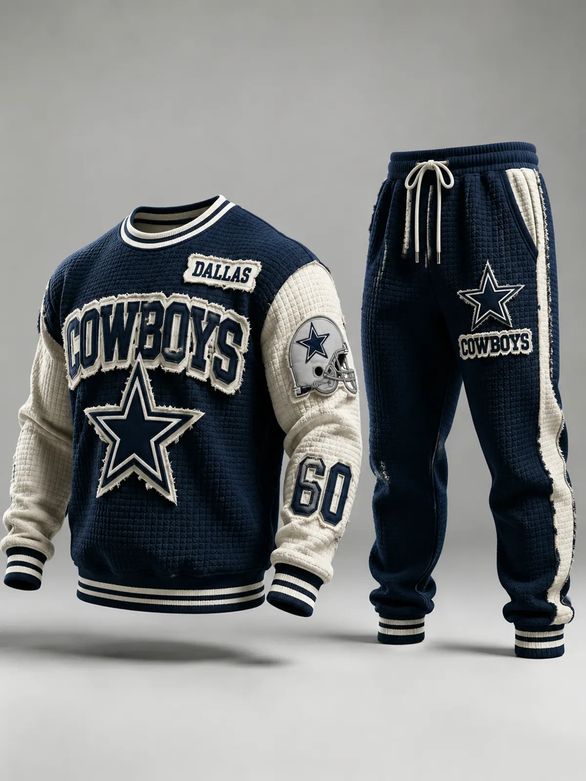 Unisex Vintage Football‐Inspired Print Sweatershirt Set