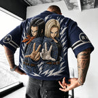 Unisex Anime-Style Retro Corduroy Oversized T-Shirt