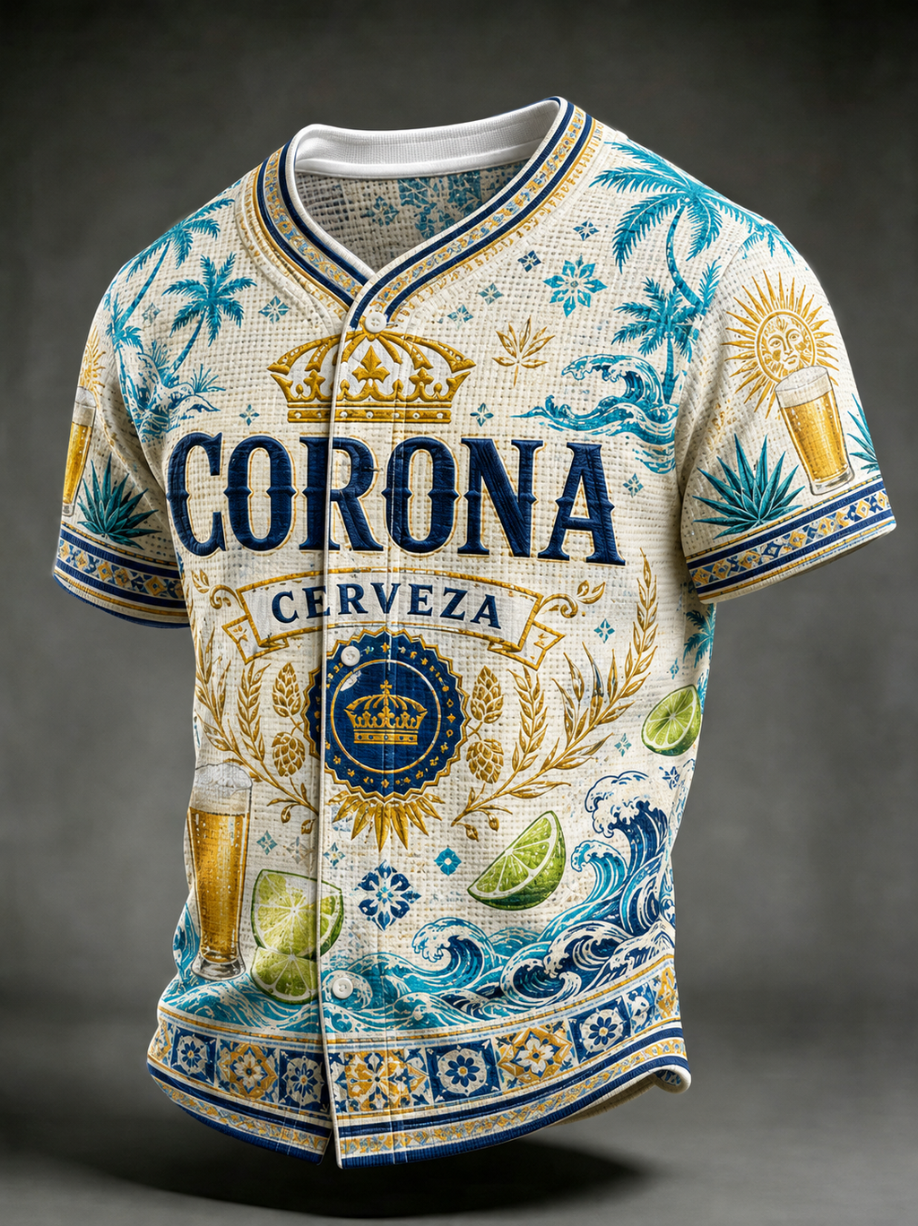 Men's Beer Print Short-Sleeve Shirt