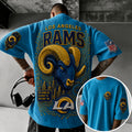 Unisex Loose-Fit Vertical-Stripe Short-Sleeve T-Shirt With Rugby Print
