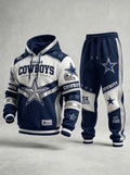Unisex Casual Football Print Hoodies Set