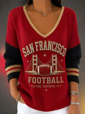Women's Casual Long-Sleeve Football -Print T-Shirt