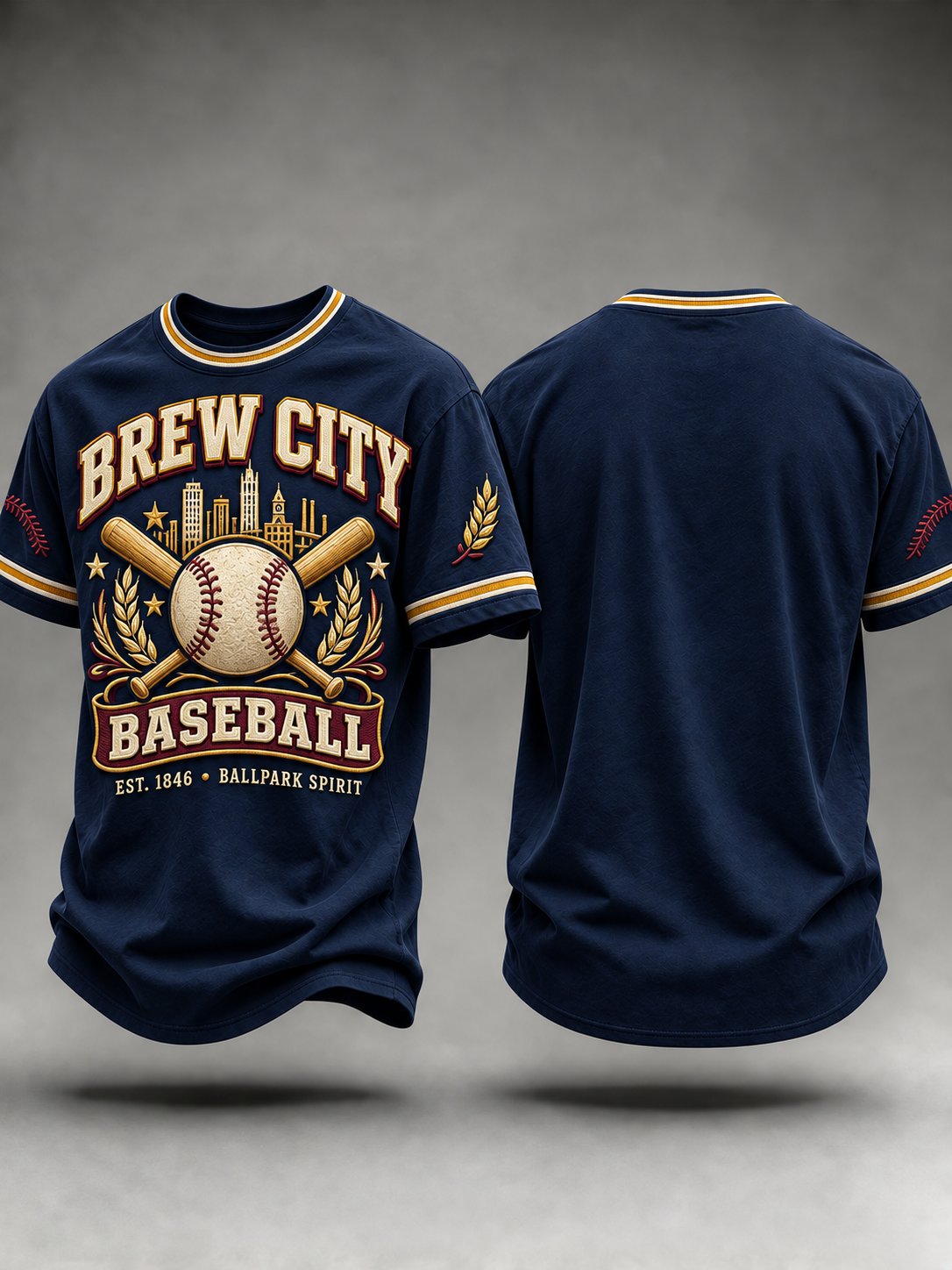Men's Brew City Baseball Est. 1846 Ballpark Spirit Print T-shirt