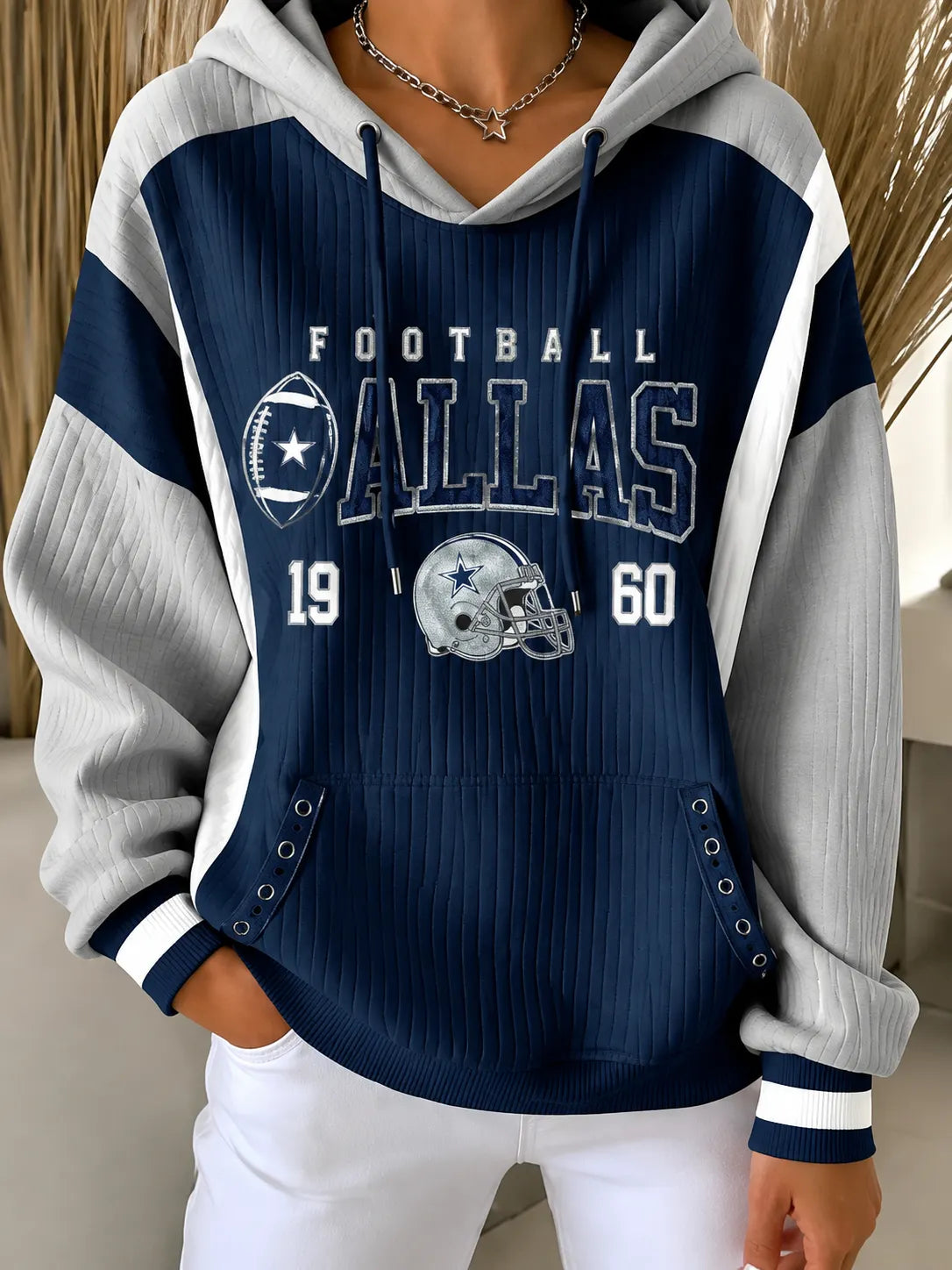 Women's Football Crew-Neck Long-Sleeve Sweatshirt