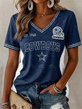 Women's Casual Football Print T-Shirt
