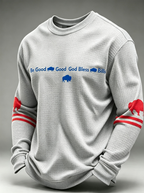 Men'S Buffalo Print Football Fans Gameday Casual Waffle Long Sleeve T-Shirt