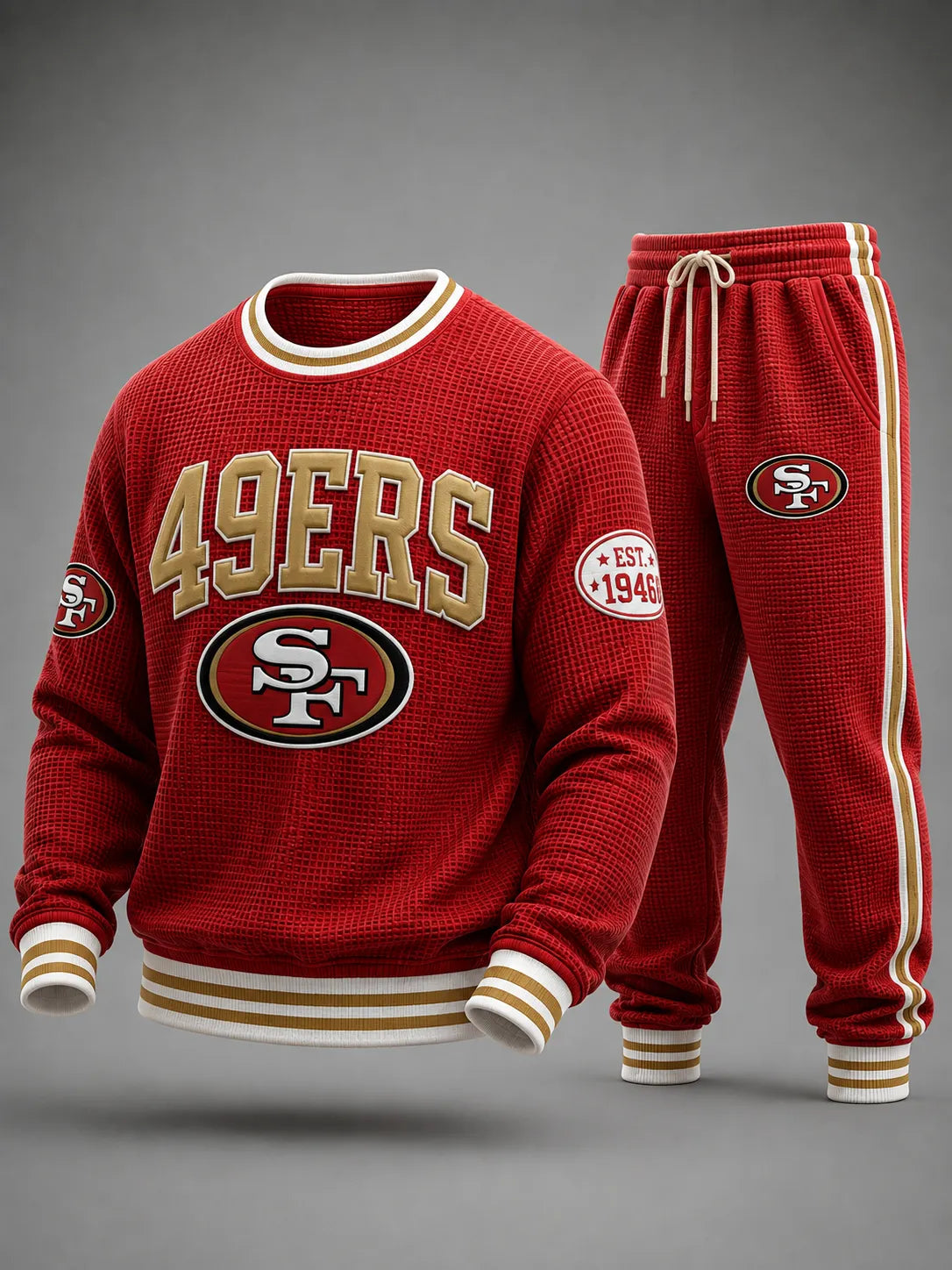Unisex Casual Football Print Sweatershirts Set