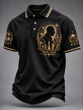 Men's Art-Print Casual Polo Shirt