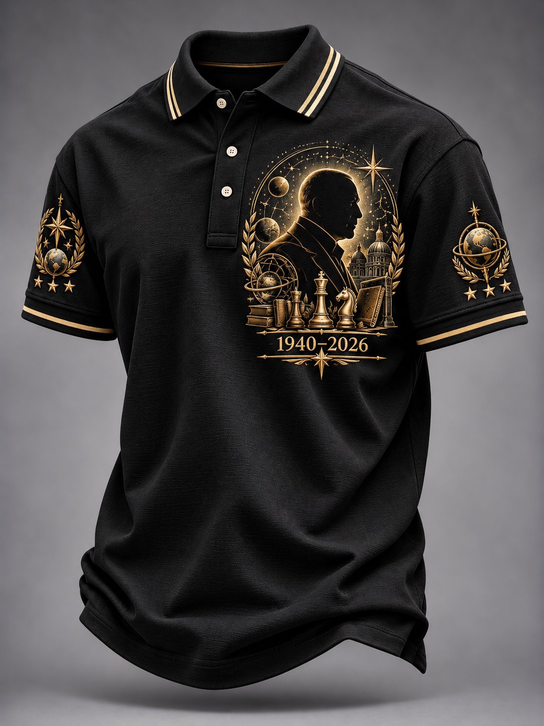 Men's Art-Print Casual Polo Shirt